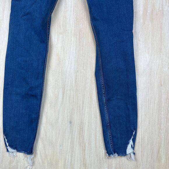 Free People Blue Distressed High Rise Fray Ankle Casual Skinny Denim Jeans 26 - Picture 13 of 15